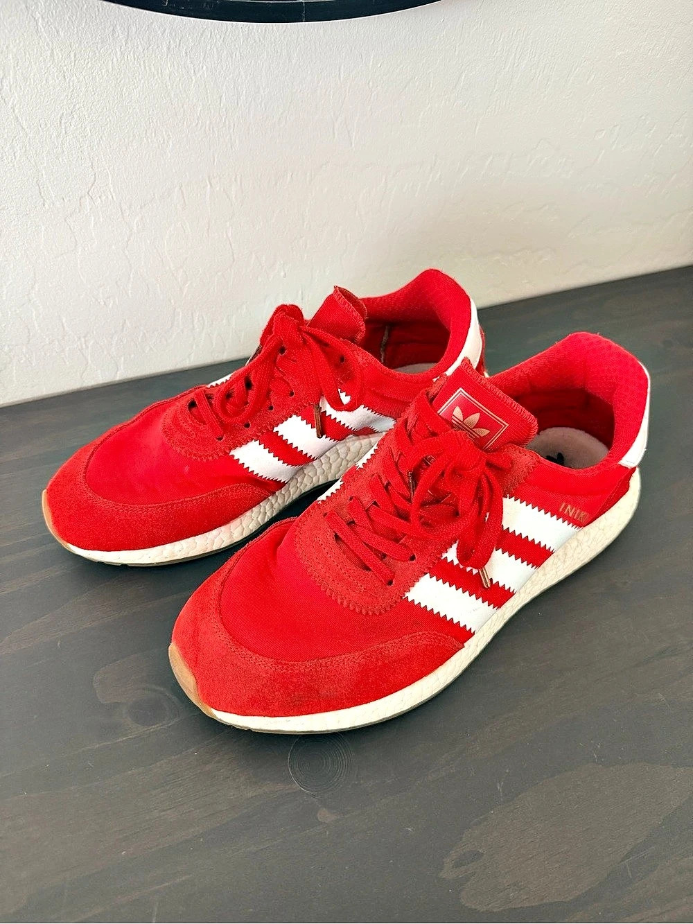 adidas Iniki Runner Color Block Sneakers Red & White US 10